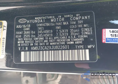 2018 Hyundai Tucson Limited z USA, uszkodzony, nr VIN KM8J3CA2XJU822601